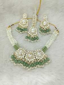 Kundan blanc de qualité supérieure du fabricant indien, perle multicolore, bijoux de mariée élégants en plaqué or pour filles - Product Image 5