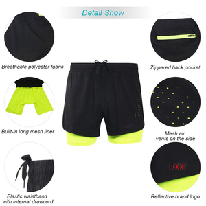 Custom <strong>Men's</strong> 2-in-1 Quick Drying Breathable Active Training Exercise Jogging Cycling Running Mesh Gym <strong>Shorts</strong> With <strong>Longer</strong> Liner - Product Image 3