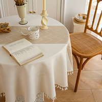 Nappe ronde imperméable en polyester de style nordique, 6 pieds, motif floral haut de gamme, luxe léger, pour la maison, la salle à manger, la table basse