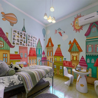 Papier peint de bonne qualité pour chambre d'enfant, papier peint mural 3D couleur dessin animé maison garçon et fille, papier peint personnalisé pour chambre d'enfant, design de chambre d'enfant