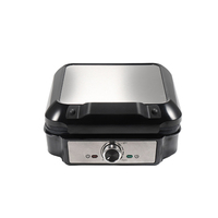 Gaufrier électrique fin pour gaufres belges, avec couvercle en acier inoxydable, antiadhésif, 1200W, usage domestique