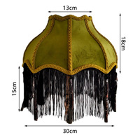 Abat-jour de lampe de table en soie brodée vintage avec pompons - Tissu de luxe, options multicolores, utilisation au chevet/sur pied, accessoire de décoration intérieure