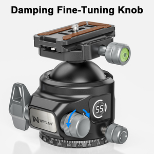 WEYLLAN KH55 Soporte de Cabezal Esférico de 55mm para Trípode de Alta Resistencia, Riel Mlok, Placa Arca Swiss Q.R., Soporte de Cabezal de Cámara Metálico de Perfil Bajo L95 - Product Image 4