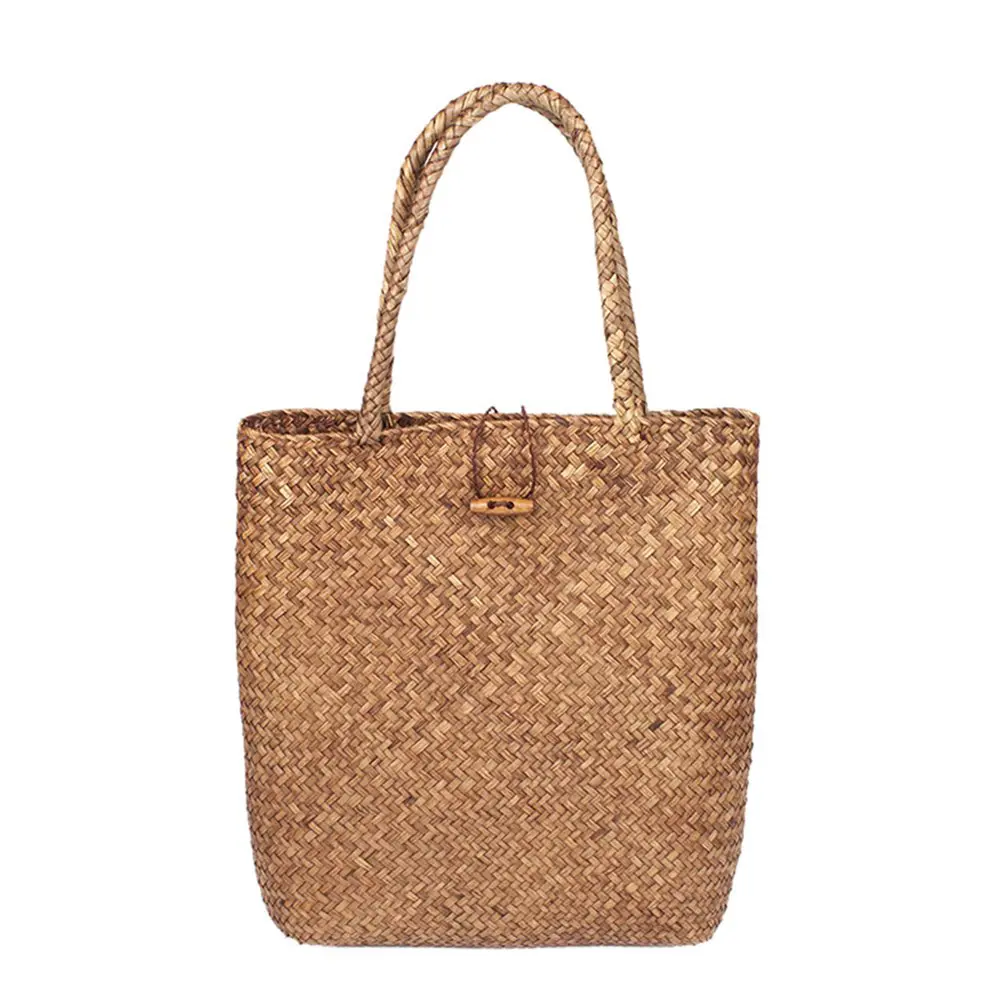 Großhandel rustikale natürliche Seegras Umhängetasche Chic Beach Tote stilvolle Handtasche