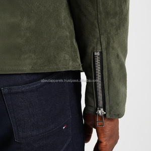 Nouvelle veste d'hiver tendance pour hommes Manteau de moto en cuir suédé véritable de style motard grande taille - Product Image 1