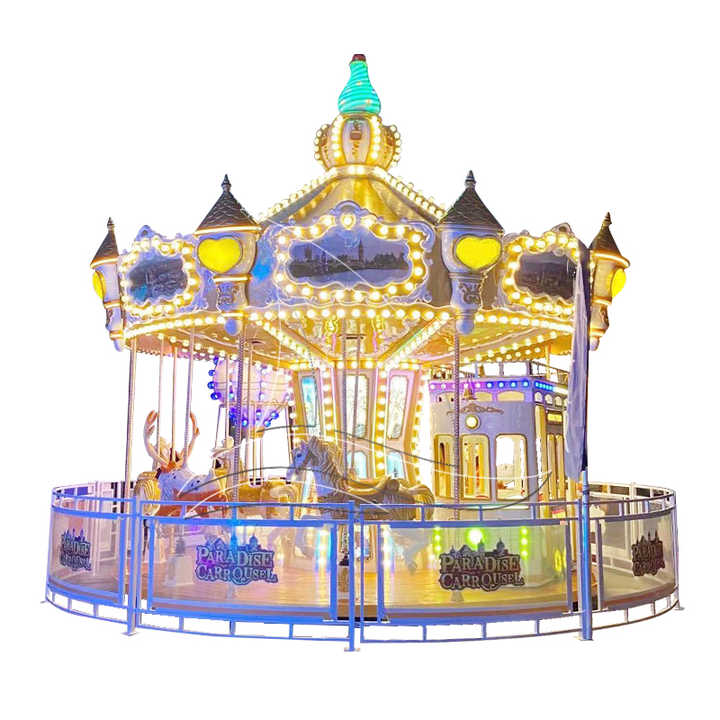 Indoor Amusement Park 3 Player Kids Horse Swing Ride Mini Carousel Kiddie Rides Game Machine