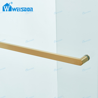 Weisdon Baignoire personnalisée en acier inoxydable sans cadre, cabine de douche coulissante simple en verre trempé doré