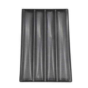 Bandeja de aluminio con 4 ranuras, bandeja para baguette, 4 filas, antiadherente, perforada, barra francesa, bandeja para hornear Baguette - Product Image 3