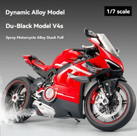 XLG 1:7 Ducati V4S Moto en alliage édition spray avec effets sonores et lumineux, cadeau d'anniversaire, jouet moto en alliage