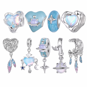Vente en gros de breloques en argent 925 de haute qualité pour la création de bijoux DIY, motif cœur, garçon et fille, couples, pour colliers et bracelets - Product Image 4