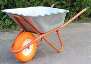 Carretilla de Jardín de Acero Reforzado de 100L, Color Naranja, para Construcción, con Rueda de Poliuretano, Venta al por Mayor - Product Image 2