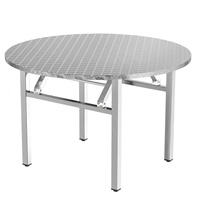 Table ronde pliante légère en acier inoxydable, portable, pour jardin, extérieur, pique-nique, patio, cour, camping-car et camping