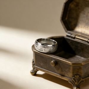 Christelijk gegraveerd kruisring van roestvrij staal, religieuze gebedssieraden voor mannen en vrouwen, bruiloft- en verlovingscadeau, groothandel uit de fabriek - Product Image 3