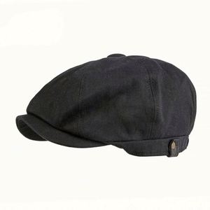 Wholesale Vintage Tweed <b>Flat</b> <b>Cap</b> Newsboy Beret Solid Color 8 Panel Unisex Polyester/Cotton Casual Sports Party Hats - Product Image 2