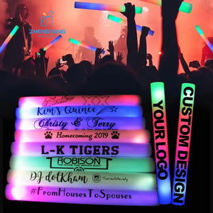 Custom logo Led <strong>Glow</strong> Foam Stick 48cm <strong>Baton</strong> Night Run Use Flashing Light up Cheering 18.5 Inch Colorful for Party Concert Bar - Product Image 2