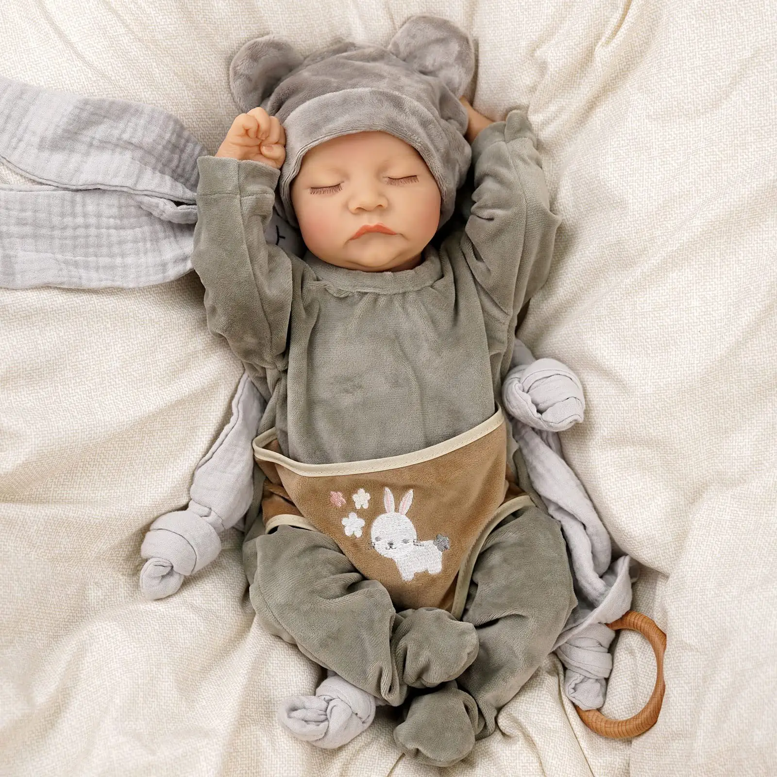 17inch Reborn Baby Doll Full Silicone Body Lifelike Sleeping Boy Reborn Doll Gift Toys