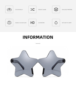 Lunettes de soleil légères et durables en PC, design sans monture, protection anti-UV, verres colorés, lunettes de soleil unisexes, lunettes étoiles - Product Image 3