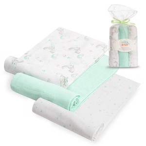 SWADDLES 80x80 Green Pack3 Modelo Conejitos Estrellas Couvertures de réception - Product Image 1