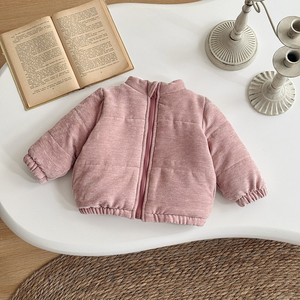 Kore tarzı bebek kızın çocuklar kış ceket batı kalınlaşmış örgü konfeksiyon boyalı baskılı sıcak düz renk yaka hırka - Product Image 3