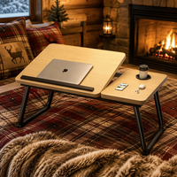 Table d'ordinateur portable pliable en bois à hauteur réglable, support portable pour lit, bureau, maison, travail, étude, chambre