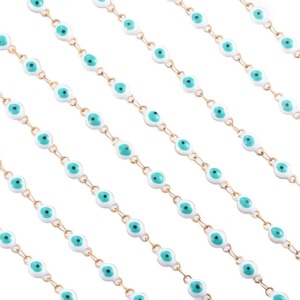 Bracelets et colliers en acier inoxydable avec perles émaillées vertes bohèmes, bijoux porte-bonheur pour femmes avec yeux turcs contre le mauvais œil, pour la création de bijoux DIY - Product Image 3