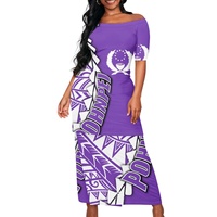 Vêtements des îles d'Asie et du Pacifique, Pohnpei Puletasi, imprimé tribal polynésien, ensembles de robes élégantes sur mesure pour femmes, grandes tailles