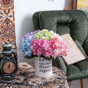 Bouquet de fleurs artificielles CallaFloral Hydrangea rose bleu rose rouge en polyester pour décoration intérieure - Product Image 1