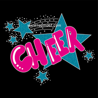 Cheer Stars Bleu Paillettes Rose Chaud Impression PU Cristal AB Hot Fix Strass Transfert De Chaleur Applique pour Chemise Sacs Soutien-Gorge De Sport