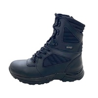 Bottes de protection d'extérieur en cuir noir avec semelle en caoutchouc, respirantes et imperméables pour hommes, OEM ODM personnalisées, ISO C