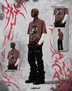 Sweat-shirt à capuche déchiré et imprimé graphique pour homme, style Y2K <span class=keywords><strong>streetwear</strong></span>, deux pièces, manches longues, vintage <span class=keywords><strong>Harajuku</strong></span> - Product Image 4