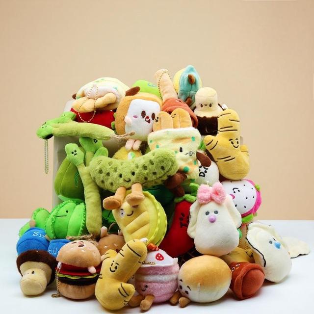 Jelycat Style Bitter Gourd Durian Scallion Radish Pitaya Pea Plush Keychain Garlic Vegetable Egg Pendant Plush Toy Stuffed Doll