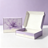 Boîte d'expédition en carton ondulé personnalisée à imprimé floral, blanche et rose, avec impression de logo pour emballage cadeau cosmétique