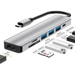 7 в 1 USB C адаптер PD SD/TF устройство для чтения карт USB 3,0 Тип C концентратор для многопортового ноутбука док-станция USB C концентратор