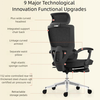 Chaise de bureau ergonomique pivotante à dossier haut en maille, réglable, avec repose-pieds et soutien lombaire, pour poste de travail exécutif