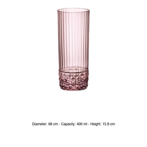 Vaso Highball 40 cl Liliac Pink America' H 15.8 cm Ø 6.8 cm Bormioli Rocco - Product Image 3