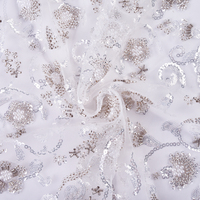 Élégante et Luxueuse Robe Transparente en Tissu Maille Sergé Élastique Satiné 100% Polyester avec Sequins Perlés, Robe de Mariée Nuptiale