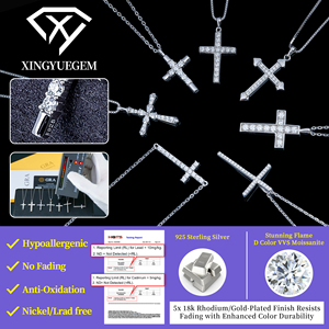 เครื่องประดับเงินแท้ 925 รูปทรงศาสนาคริสต์ ประดับเพชรโมอิสซาไนต์ VVs จี้รูปไม้กางเขนสำหรับผู้ชาย สร้อยคอจี้รูปไม้กางเขน เหมาะสำหรับเป็นของขวัญหมั้นและงานแต่งงาน - Product Image 3