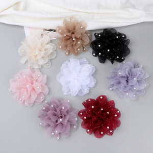 Elegant Pearl Mesh Flower Brooches For <b>Wedding</b> Hair <b>Accessories</b> Women's Clothing Shoes Bags Decorative Floral Ornament - Product Image 1