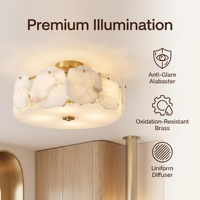 Plafonnier LED ultra-fin en albâtre naturel, luminaire d'intérieur rond en pierre sur mesure, vente en gros OEM/ODM pour couloir d'hôtel