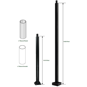 5m Fluted Aluminum Powder-Coated <strong>Pole</strong> 200km/h Wind Resistance Black Street Park <strong>Lighting</strong> Outdoor Use 10-Year Warranty 3mm-6mm - Product Image 4