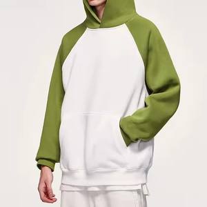 Felpe con cappuccio da studente con stampa a sbuffo personalizzato manica Raglan due colori felpe con cappuccio e felpe da uomo - Product Image 1