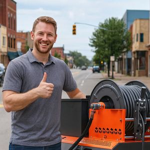 AMJET 4350PSI 16LPM Máquina de limpieza de drenaje de alta presión Equipo de limpieza de alcantarillado Máquina de limpieza de drenaje de chorro de agua - Product Image 3