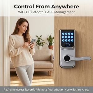 Serrure de porte électrique avec TTLock Smart Lock, empreinte digitale et Tuya pour stockage cloud, pour la sécurité des appartements, bureaux et <span class=keywords><strong>portes</strong></span> en bois - Product Image 2