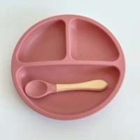 Ensemble de repas en silicone de qualité alimentaire sans BPA Aierdi pour bébés et tout-petits, design moderne, assiette à ventouse incassable avec couvercle
