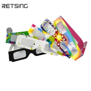 Paper Cardboard Rainbow Fireworks Glasses Custom Printed 3d Diffraction Glasses For Party Festival