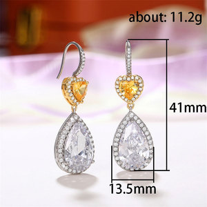 Eleganti Orecchini Pendenti a Goccia a Forma di Cuore per Donne, Bicolore Scintillante, Gioielli alla Moda per Uso Quotidiano e Feste - Product Image 5