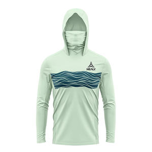 Sudadera con capucha de pesca ligera personalizada UPF 50 +, tela duradera con estampado ondulado, costura reforzada transpirable de secado rápido, cómoda - Product Image 2