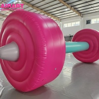 Ballon de fitness en forme d'haltère rose pour événements d'inauguration, modèle d'haltère gonflable pour idées de fêtes