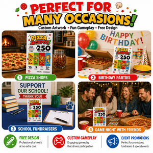 CMYK Printed Pizza Pull Tab Seal Cards Break Open <b>Tickets</b> with Serial Numbers for Restaurant Promotions Fundraisers and Events - Product Image 6