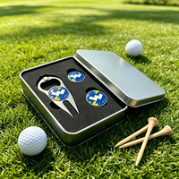 Ensemble cadeau de golf tout en métal, outils professionnels de réparation de divots de golf, marqueur de balle de golf poli de qualité usine